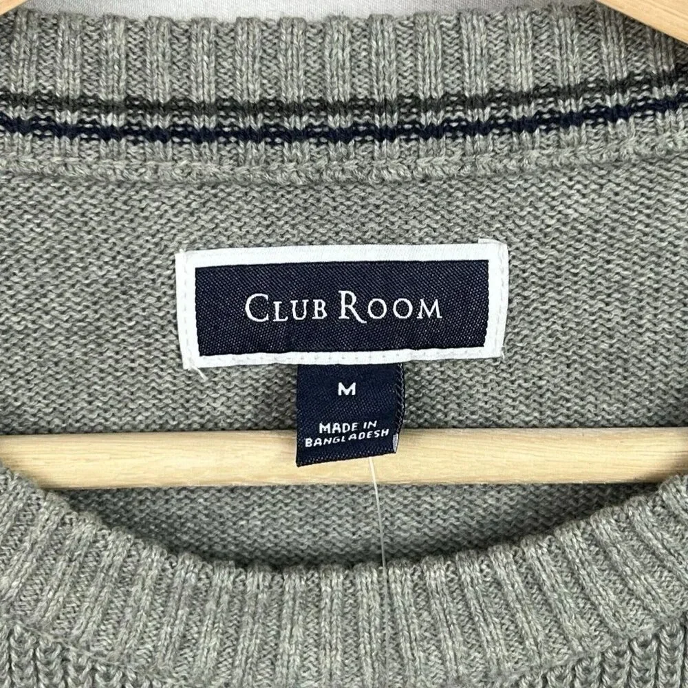 Club Room Mens Medium Textured Cotton Crew Neck Pullover Sweater Gray NWT - Picture 3 of 7